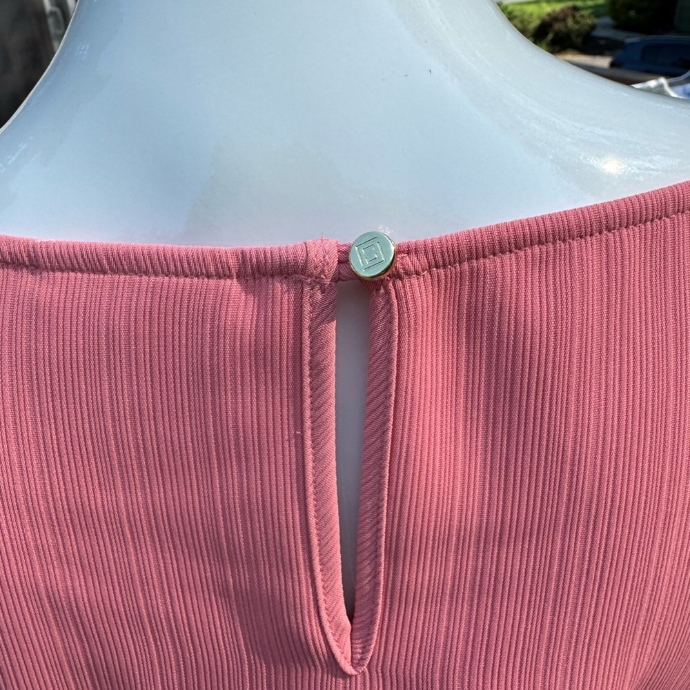 Liz Clairborne Short Sleeve Pink Blouse Size L Flutter Sleeves - Picture 10 of 10